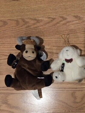 Coca-Cola Brown Plush Bull and White Plush Bear Pair - Soft Stuffed Animals